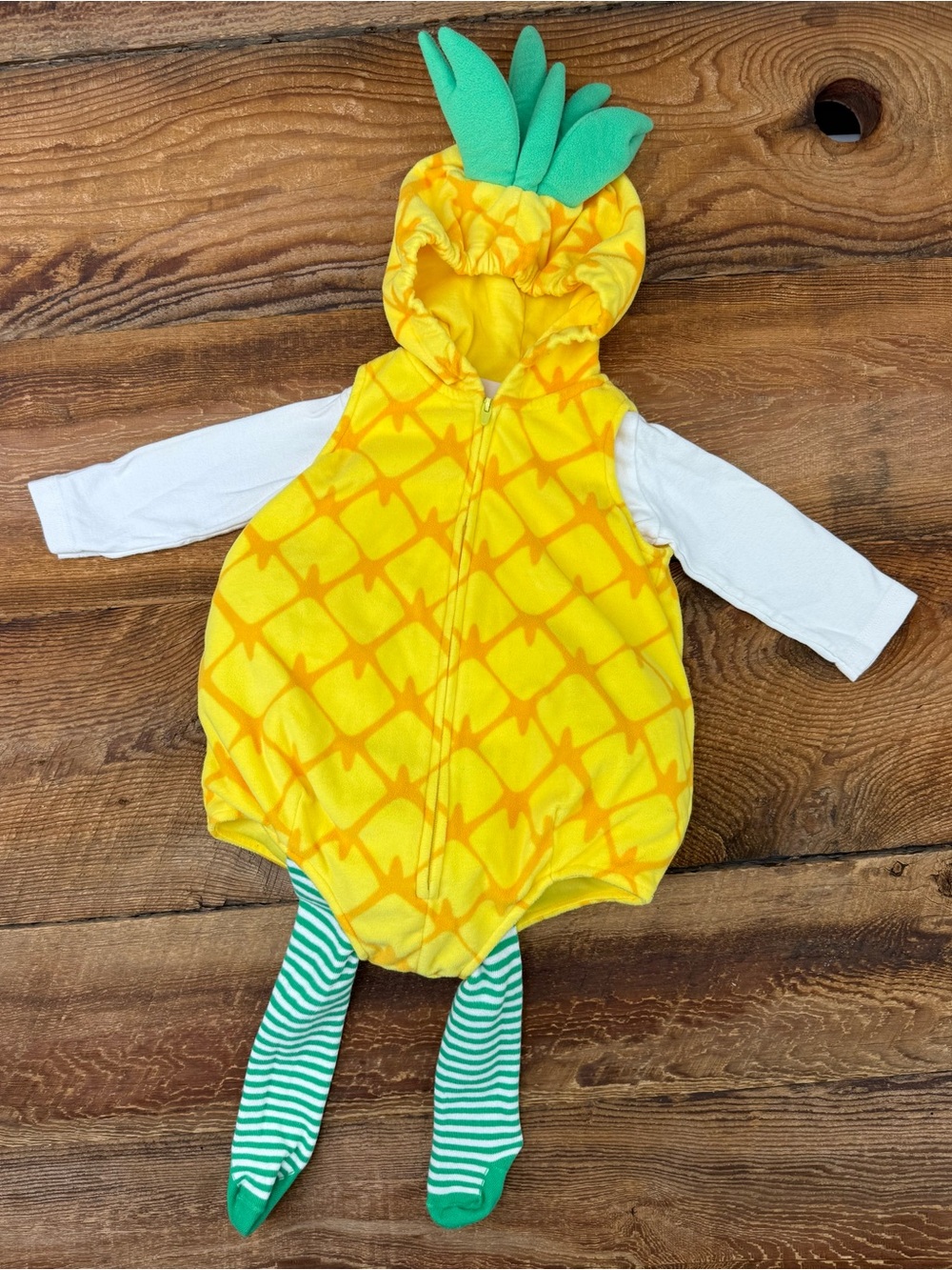 Carter's Yellow Pineapple Hooded Costume with Green Leaf and Striped Legs